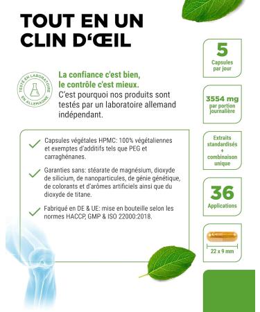 Gelenk Flexit - 180 g lules - Complexe hautement dos avec glucosamine + MSM + extrait d'encens + chondro tine + curcuma + querc tine + L-m thionine + brom la ne + vitamine C - Sans additifs Go t Neutre - Buy Online on GoSupps.com