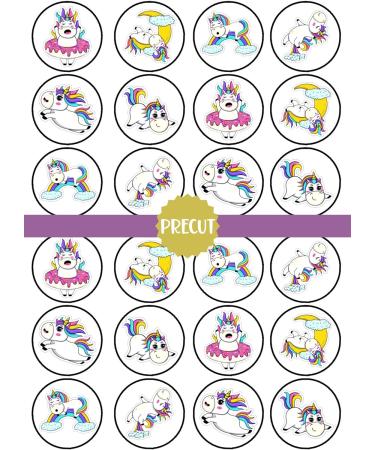 PRECUT Cute Unicorns Edible Cupcake Toppers - Unicorns Theme Premium Thickness SWEETENED VANILLA - wafer card disc cake decorations (Pack of 12) - Buy Online on GoSupps.com