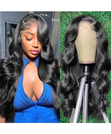 CAOKIA Lace Front Wigs Human Hair Pre Plucked Body Wave 180% Density 13x4 HD Transparent Lace Frontal Wig Human Hair with Baby Hair Bleached Knots Glueless Human Hair Wigs for Black Women Natural Color 22 Inch 22 Inch 13...