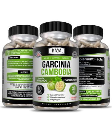 Kaya Naturals Garcinia Cambogia - Non-GMO, Gluten-Free & Soy-Free - 60 Vegetable Capsules for Overall Wellness - Buy Online on GoSupps.com