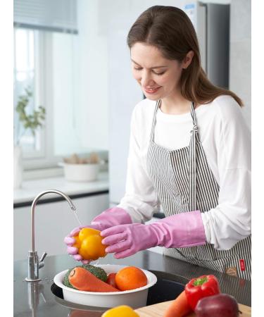Lanon Wahoo Reusable Household Gloves - 3 Pairs Skin-Friendly Cotton Interior Mauve & Pink Ideal for Kitchen Work & Cleaning Size S - Buy Online on GoSupps.com
