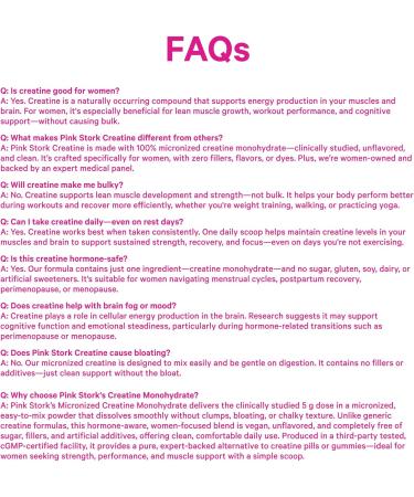 Pink Stork Creatine Monohydrate for Women | Micronized Creatine Powder | 5g Unflavored | Supports Muscles Energy Cognitive Function | Clean Alternative to Pills or Gummies | 30 Servings - Buy Online on GoSupps.com