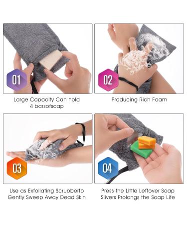 Buy WLLHYF 2PCS Exfoliating Soap Bag Saver - Mesh Bar & Scented Soap Lather Pouch - Foaming Shower & Bath Body Scrubber for Men & Women (Gray - Buy Online on GoSupps.com