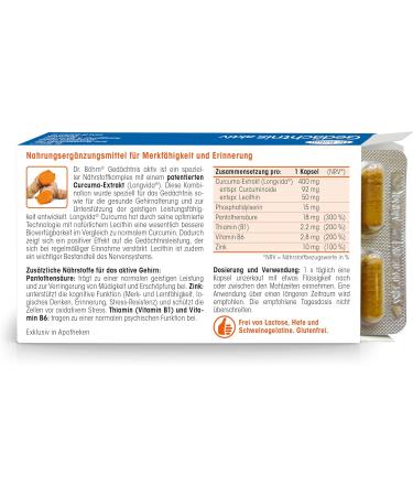 Dr.B hm Memory Active - 60 Capsules for Good Memory & Healthy Brain Age with Curcuma Extract | Dietary Supplements - Buy Online on GoSupps.com