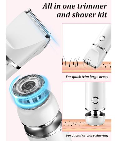 Cayzor Women's Bikini Trimmer & Shaver - 2-in-1 Wet/Dry Electric Body Hair Removal Tool for Painless Grooming - Cordless & Waterproof (White) - Buy Online on GoSupps.com
