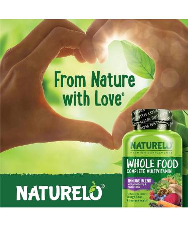 NATURELO Whole Food Multivitamin + Immune Blend - 60 Vegan Capsules with Elderberry, Mushrooms, Vitamin C, D3, Zinc for Extra Immune Support - Buy Online on GoSupps.com