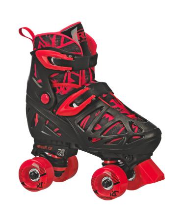 Roller Derby Track Star Adjustable Roller Skates for Beginners, Boys & Girls Black/Red Large (3-6)