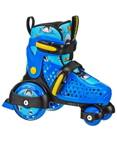 Roller Derby Fun Roll Adjustable Roller Skates for Beginners, Boys and Girls Pizza Shark Small (7-11)
