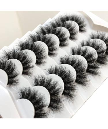 Pooplunch Cat-Eye Fluffy Faux Mink 8D Wispy Lashes - 7 Pairs Pack | Dramatic Long Thick Volume False Eyelashes | 12-18MM - Buy Online on GoSupps.com