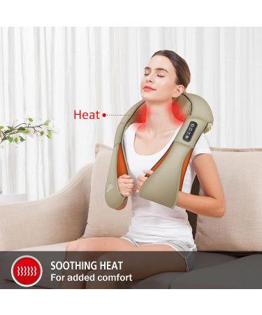 Snailax Wireless Neck Massager | Shiatsu Massage Device with Heat | Portable Pain Relief for Neck & Back | Perfect Gift for Men & Women - Khaki - Buy Online on GoSupps.com