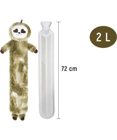 Olivia Rocco Extra Long Hot Water Bottle with Unicorn Pug Cover - 72cm, 2L Pure Natural Rubber - Thermotherapy for Winter - Sloth Design - Buy Online on GoSupps.com