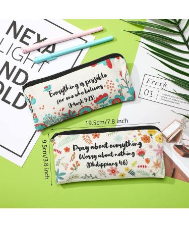 Inspirational Bible Verse Pencil Pouch Set | Christian Makeup Bags for Students & Office Supplies | Canvas Cosmetic Case with Scripture | 4 Pieces (7.8 x 3.8 Inch) - Buy Online on GoSupps.com