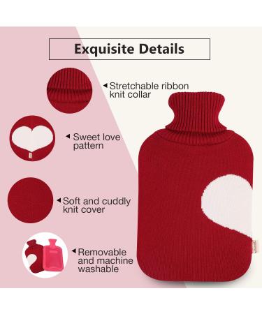 Soft Knit Heart Pattern Hot Water Bottle Cover - 2L Wine - HomeTop - Pack of 1 - Buy Online on GoSupps.com