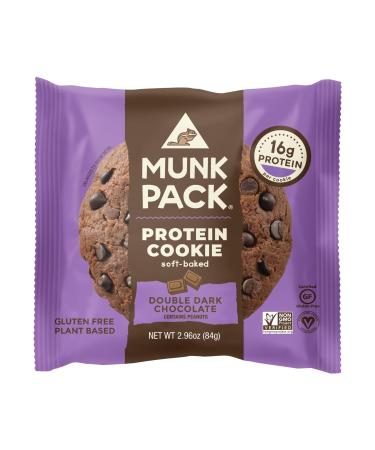Munk Pack Double Dark Chocolate Protein Cookie with 18 Grams of Protein | Soft Baked | Vegan | Gluten Dairy and Soy Free | Pack of 12