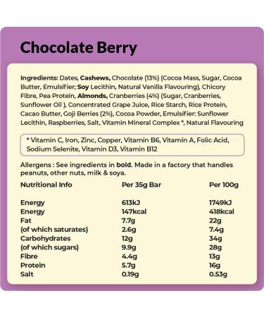 Vive Better Immunity Vitamins Low Calorie Brownie - Healthy Vegan Snack with Protein Chocolate Berry Flavour 15 x 35g - 15 Count Pack - Buy Online on GoSupps.com