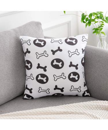 FreAire G Gabrielmodu Dog Bones Print Decorative Pillow Covers - Set of 2, White and Black - Buy Online on GoSupps.com