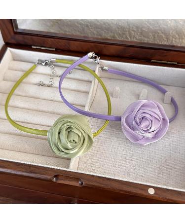 Buy OralGos Rose Petal Necklace - Vintage Camellia Flower Clavicle Chain Jewelry with Adjustable Straps in Purple - International Shipping Available - Buy Online on GoSupps.com