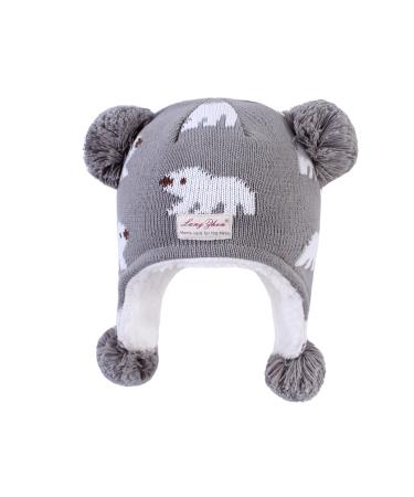 LANGZHEN Toddler Kids Infant Winter Hat Earflap Knit Warm Cap Fleece Lined Beanie for Baby Boys Girls 6-12 Months Polar Bear - Grey - Buy Online on GoSupps.com