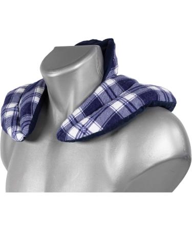 Cozy Neck Pillow with Stand-Up Collar & Heat Pad - St. Johns Wort & Flannel Check Blue - Perfect for Relaxation & Travel - Buy Online on GoSupps.com