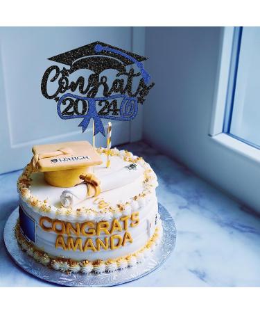 1Pc Congrats 2024 Cake Topper Blue Glitter Class of 2024 Happy Graduation Congrats Grad 2024 Graduation Cake Decoration for 2024 Congrats Grad Party Decorations 2-blue - Buy Online on GoSupps.com