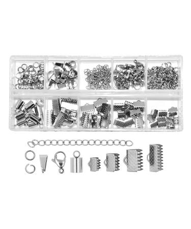 Mandala Crafts Ribbon Clamps for Jewelry Making   Ribbon End Crimps - Fold Over Pinch Crimp Ends Ribbon Clasps for Bookmark Pinch Bracelet Choker Necklace 240 PCs 6mm 8mm 10mm Stainless Steel Stainless Steel 6mm 8mm 10mm