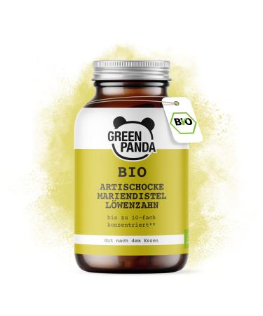 Green Panda organic artichokes capsules with dukes and dandelions |120 vegan artichokes capsules highly dose 10 times artichoke extract in the glass container |Mary thistle artichoke dandelion