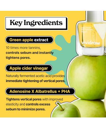 vividraw Apple Vinegar Pore Tightening Ampoule | Pore Minimizer with Apple Cider Vinegar | Korean Face Serum for Sebum Control and Care | CRUELTY-FREE (40ml 1.35 fl. oz.) - Buy Online on GoSupps.com