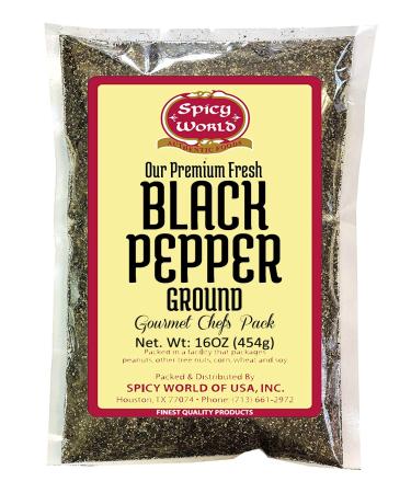 Ground Black Pepper Powder 16 Ounce (1 Pound) Bag - Table Grind - by Spicy World 1 Pound (Pack of 1)