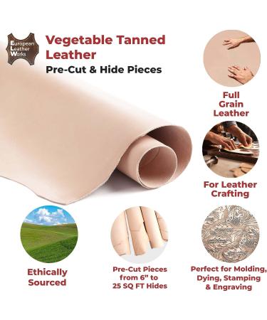 Full Grain Vegetable Tanned Leather Cowhide 8-9 oz 2PCS 6x12 for Tooling & Carving - Buy Online on GoSupps.com