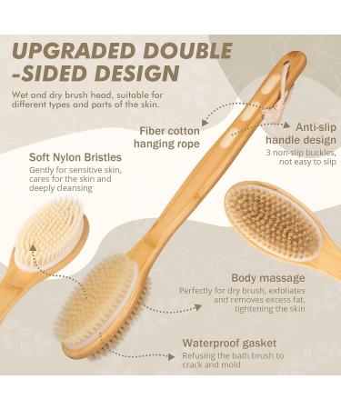 Long Handle Back Scrubber & Body Brush Set for Adults - Dual-Sided Wet/Dry Exfoliating Skin Care Tool - Buy Online on GoSupps.com