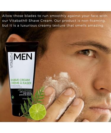 Vitabath Men's Lime & Cedarleaf Shave Cream | Super Slick Razor Burn Protection Gluten-Free & Cruelty-Free - 6 fl oz - Buy Online on GoSupps.com