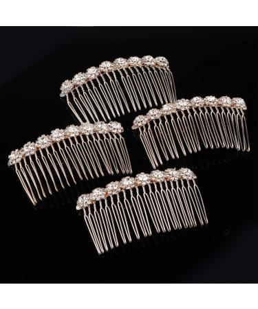 4 Pack Rhinestone Flower Hair Combs for Women - Wedding Bridal Jewelry Clips (Rose Gold) - Buy Online on GoSupps.com
