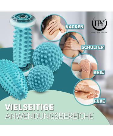 Lfy Foot Massage Set - 4-Piece Igelball & Fascia Roll for Plantar Fasciitis Relief | Muscle Massage for Hands Feet & Back - Buy Online on GoSupps.com