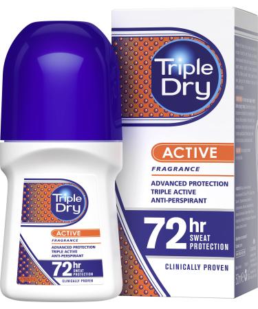 Triple Dry Men | Active Fragrance Anti-Perspirant Roll On 50ml | 72-Hour Protection Against Excessive Sweating | Fights Odour | Triple Active Formula | Clinically Proven | Male one size Active Fragrance Mens Roll On 50ml