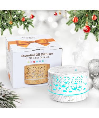 Hianjoo 700ml Aroma Diffuser - Ultrasonic Humidifier with Timer & LED Light | 7 Colors for Office Yoga Spa & Bedroom - White Wood Grain - Buy Online on GoSupps.com