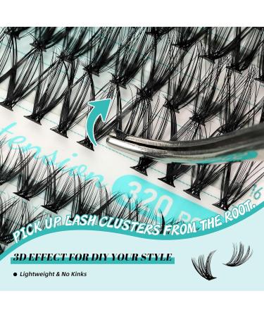 Lash Extension Kit 320Pcs - DIY Individual Lashes Clusters Bond & Seal Remover & Applicator Tool - 3040D D-Mix 9-16mm for At Home Use - Buy Online on GoSupps.com