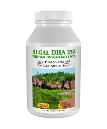 ANDREW LESSMAN Algal DHA 250mg 360 Softgels - Plant-Based Omega-3 Oils, Natural Marine Algae, High DHA, Non-GMO, High Potency, No Stomach Upset, No Fishy Aftertaste. Small Easy to Swallow Softgels