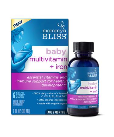 Mommy's Bliss Baby Multivitamin + Iron Ages 2 Months Grape 1 fl oz ( 30 ml)