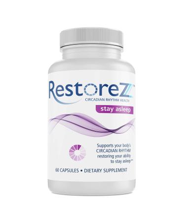 RestoreZ Stay Asleep (60 Capsules) Natural Sleep Supplement - Maintain Long Restful Sleep Throughout The Night - Non-Habit Forming Sleep Aid 00855248008017