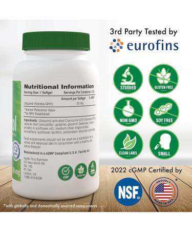 Ubiquinol 50mg as Kaneka QH Reduced CoQ-10 | Stabilized - 3rd Party Tested | Enhanced Bioavailability | Cardiovascular & Mitochondria Function Support | Non-GMO by Health Thru Nutrition (Pack of 120) 1 count (Pack of 120) - Buy Online on GoSupps.com