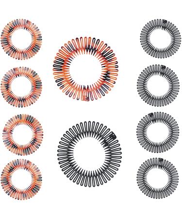 Doromy 10 Pieces Full Circular Tooth Headband Plastic Hair Wrap Hairband Holder Stretch Hair Comb Headbands Full Circular Stretch Comb Full Circular Tooth Headband for Women Girls 2 Colors