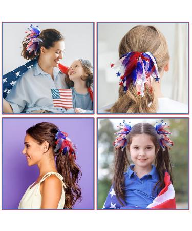 Retrowavy 8 Pcs American Hair Ties: White & Blue Patriotic Scrunchies for Women | 4th of July Ponytail Holders & Independence Day Party Accessories - Buy Online on GoSupps.com