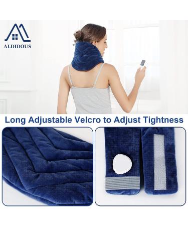 ALDIOUS Hands-Free Electric Heated Neck Wrap for Pain Relief with 10-90 min Timer & 86-158 F Setting - Fast-Heating Thermal Dry Heat Therapy for Neck Pain - 8 x 29in Navy Blue - Buy Online on GoSupps.com