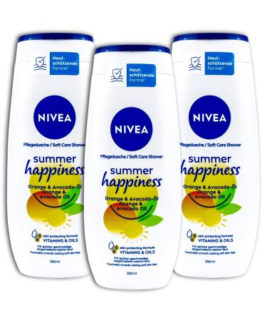 NIVEA NIVEA Summer Happy Orange and Avocado Oil Shower Gel Set of 3 x 250ml