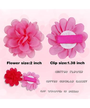 ALinmo 40pcs 2 Chiffon Flower Ribbon Clips for Baby Girls - 20 Color Pairs - Buy Online on GoSupps.com