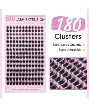 180PCS Wispy 3D Cluster Lashes | Fluffy Volume Eyelash Extensions | Faux Mink Individual False Eyelashes (8-16mm Mixed - Buy Online on GoSupps.com