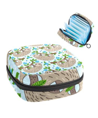 Women's bonds Storage bags Stillpad holder cute sloth hang on the tree blue portable period kit pocket feminine product bag for women girls color2