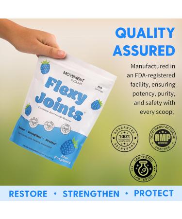 Flexy Joints Complete Joint Support Powder - Glucosamine Chondroitin MSM Boswellia D3 K2 for Mobility & Inflammation Relief - Blue Raspberry Flavor | 60 Servings - Buy Online on GoSupps.com