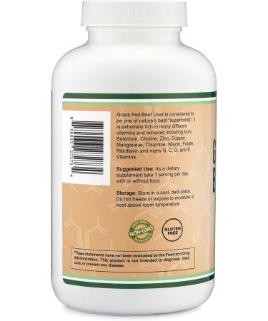 Grass Fed Beef Liver Capsules - 1000mg 180 Count for Digestion Energy & Immunity | Double Wood - Buy Online on GoSupps.com