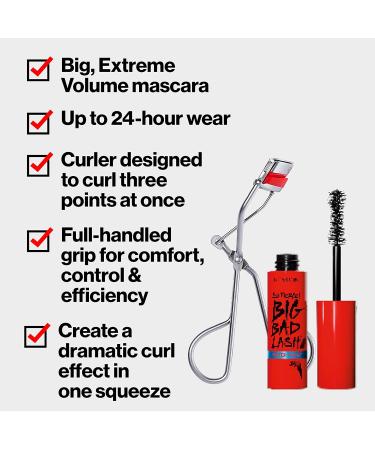 Revlon Triple Stepped Lash Curler with So Fierce Big Bad Lash Mascara - 0.34 Fl Oz (760 Blackest Black) - Buy Online on GoSupps.com
